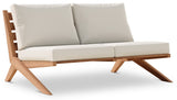 Tahiti Teak Outdoor Loveseat - Stylish Waterproof Fabric for Elegant Patio Relaxation and Durability