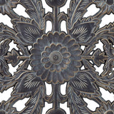 Antique Carved Wooden Boho Wall Art Decor, Dark