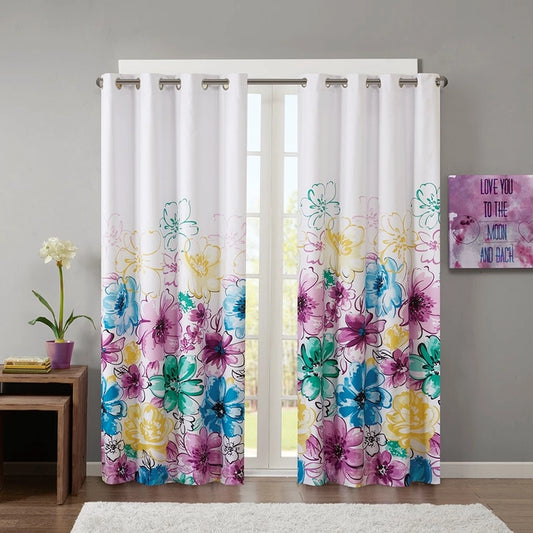 Floral (Max Blackout) Window Curtain, Spring Purple