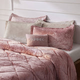 Crushed Velvet 4-Piece Comforter or Duvet Cover Set, Blush