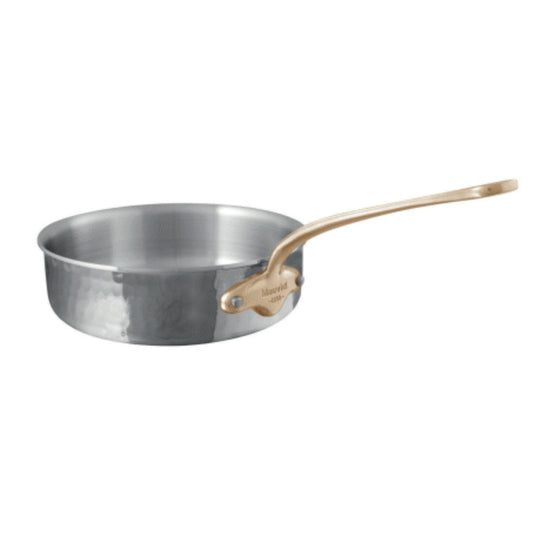Mauviel M'ELITE B Hammered 5-Ply Saute Pan With Brass Handle, 3.2-Qt