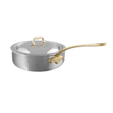 Mauviel M'ELITE B Hammered 5-Ply Saute Pan With Curved Lid, Brass Handle