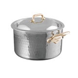 Mauviel M'ELITE B Hammered 5-Ply Stewpan With Lid, Brass Handles