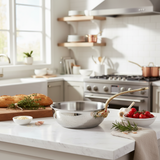 Mauviel M'ELITE B Hammered 5-Ply Chef Pan With Brass Handle, 3.4-Qt