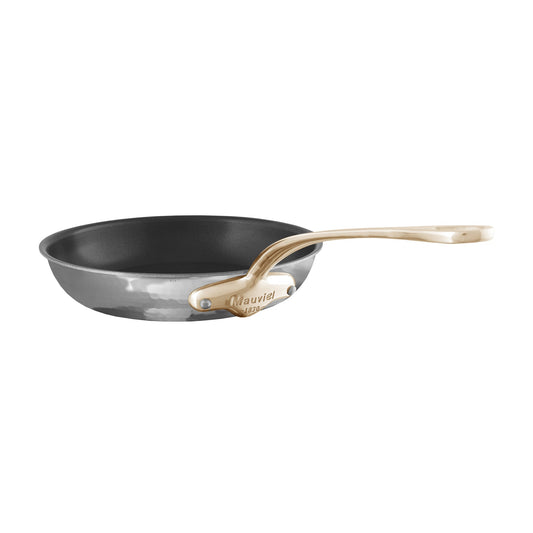 Mauviel M'ELITE B Hammered 5-Ply Nonstick Frying Pan With Brass Handle