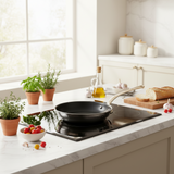 Mauviel M'ELITE B Hammered 5-Ply Nonstick Frying Pan With Brass Handle