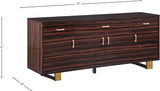 Excel Contemporary Sideboard Buffet in Rich Zebra Wood with Gold Accents – Elegant Storage Solution