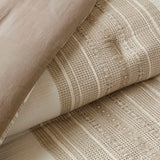 3-pieces Stripes Down Cotton Oversized Comforter Set, Tan