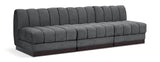 Quinn 96" Chenille Fabric Upholstered 3pc. Armless Modular Sofa