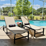 PURPLE LEAF Outdoor Chaise Lounge Chairs Set Recliner Aluminum Adjustable Chair with Wheels and Table for Poolside Beach Patio Reclining Sunbathing Lounger