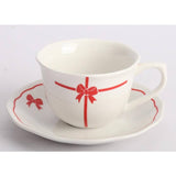Red Bow Porcelain Teacup & Saucer Set of 2