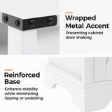 Nightstand Set of 2, White End Table with Charging Station