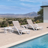 PURPLE LEAF Patio Chaise Lounge Chair Outdoor Plastic Textilene Sun Bathing Recliner Tanning Pool Lounger with 6 Adjustable Position for Outside Beach in-Pool Lawn Poolside