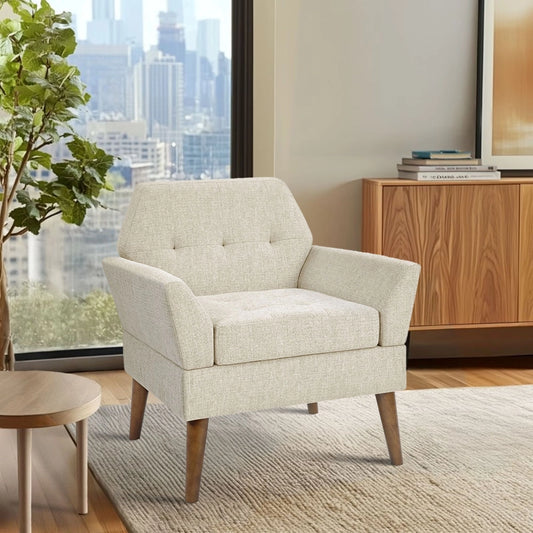 Mid-Century Modern Lounge Chair, Beige