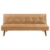 Jenson Upholstered Tufted Convertible Sofa Bed Saddle Brown