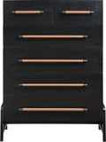 Kaya Contemporary Chest - Stylish Oak Veneer Design with Vegan Leather Handles and Solid Wood Legs