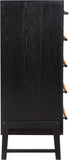 Kaya Contemporary Chest - Stylish Oak Veneer Design with Vegan Leather Handles and Solid Wood Legs
