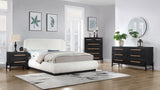 Kaya Contemporary Night Stand with Elegant Oak Veneer Finish and Stylish Vegan Leather Handles