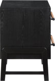 Kaya Contemporary Night Stand with Elegant Oak Veneer Finish and Stylish Vegan Leather Handles