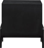 Kaya Contemporary Night Stand with Elegant Oak Veneer Finish and Stylish Vegan Leather Handles