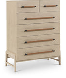Kaya Contemporary Chest - Stylish Oak Veneer Design with Vegan Leather Handles and Solid Wood Legs