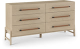 Kaya Contemporary Dresser - Stylish Oak Veneer Furniture with Vegan Leather Accents and Solid Legs