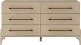 Kaya Contemporary Dresser - Stylish Oak Veneer Furniture with Vegan Leather Accents and Solid Legs