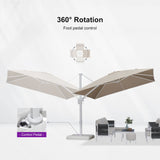 PURPLE LEAF White Outdoor Umbrella Left-Right Tilting Patio Cantilever Umbrella