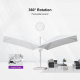 PURPLE LEAF White Outdoor Umbrella Left-Right Tilting Patio Cantilever Umbrella