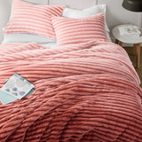 300GSM Fluffy Ribbed Plush Comforter Set,Blush Ombre
