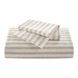 3 Piece Yarn-Dyed Stripes All-Seasons Duvet Set, Tan