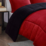 Plush To Sherpa Winter Comforter Set, Red