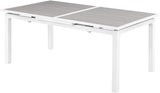 Nizuc Outdoor Extendable Patio Dining Table - Sleek White Aluminum Frame for Stylish Gatherings
