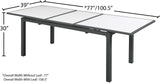 Nizuc Extendable Outdoor Patio Dining Table - Stylish Dark Grey Aluminum with White Wood Accents