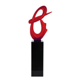 Fluid Abstract 59" Tall Floor Sculpture // Red with Black Stand