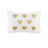 Gold Metallic Printed Plush Comforter Set, White