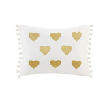 Gold Metallic Printed Plush Comforter Set, Pink