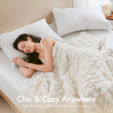 Soft Warm Ruched 50x60" Throw Blanket, Ivory