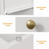 3 Drawer Nightstand, Large Bedside Table with Golden Round