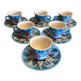 Ceramic Embossed Turkish Coffee Set, 12-Piece