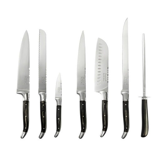 7-Piece Laguiole Pakkawood Knife Set & Sharpener