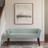 49.5" Low Back Flared Arms Upholstered Bench, Light Blue