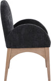 Waldorf Dining Chair - Elegant Chenille Fabric Arm Chair with Solid Ash Wood and Natural Finish