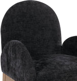 Waldorf Dining Chair - Elegant Chenille Fabric Arm Chair with Solid Ash Wood and Natural Finish