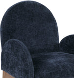 Waldorf Dining Chair - Elegant Chenille Fabric Arm Chair with Solid Ash Wood and Natural Finish
