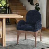 Waldorf Dining Chair - Elegant Chenille Fabric Arm Chair with Solid Ash Wood and Natural Finish