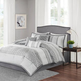 Wholesale Greek Key Traditional 7-Piece Comforter Set, Soft Grey