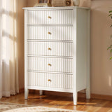 White Fluted 5 Drawer Dresser For Bedroom