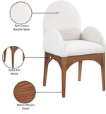 Waldorf Elegant Boucle Fabric Dining Arm Chair with Solid Ash Wood Frame for Stylish Comfort