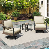 3 Pieces Patio Bistro Set with Swivel Chair Small Side Table